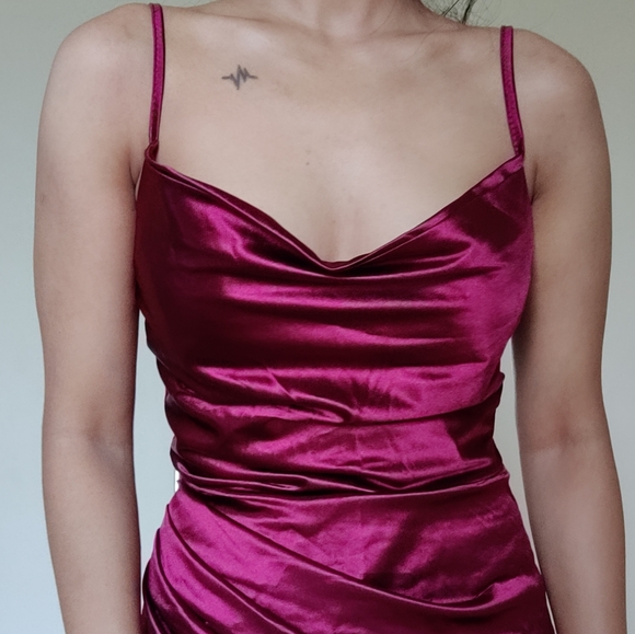 Urbanic | Dresses | Urbanic Burgundy Satin Dress | Poshmark